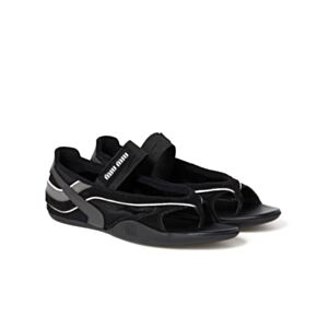 Miumiu Gymnasium Technical Fabric Thong Ballerinas Black