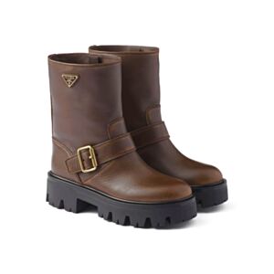 Prada Women's Leather Ankle Boot 1U187 Coffee