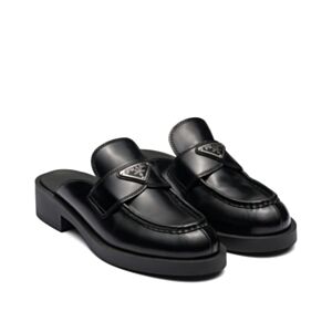 Prada Women's Brushed Leather Mules Black
