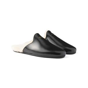 Prada Women's Buffed Leather And Shearling Mules 1S008O Black