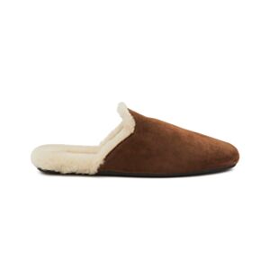 Prada Women's Brown Shearling Slippers Dark Coffee
