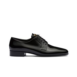 Prada Women's Patent Leather Lace-up Shoes 1E366 Black