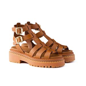 Prada Women's Leather Sandals With Ankle Straps