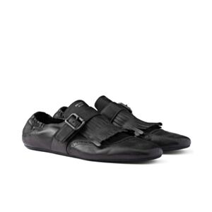 Prada Women's Shuffle Fringed Monk Strap Shoes Black
