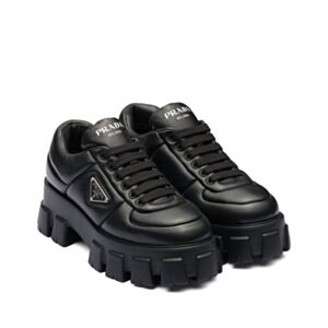 Prada Women's Soft Padded Nappa Leather Lace-up Shoes Black