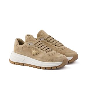 Prada Unisex Prax 01 Suede Sneakers Coffee