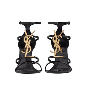 Saint Laurent Women's Cassandra Sandals In Patent Leather Black