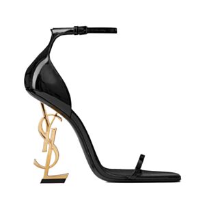 Saint Laurent Women's Opyum Sandals In Patent Leather Black