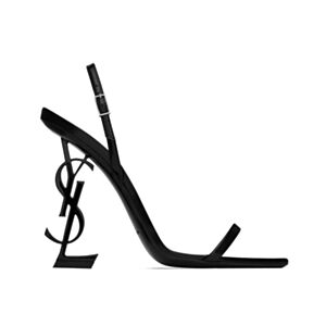 Saint Laurent Women's Opyum Slingback Sandals In Glazed Leather Black