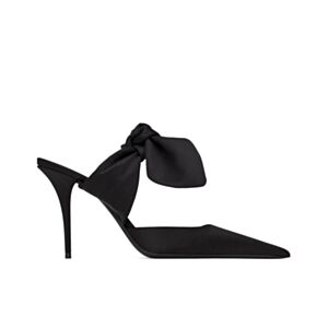 Saint Laurent Women's Barbara Mules In Satin Crepe Black