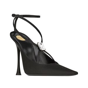Saint Laurent Women's Harlow Pumps In Satin Crepe And Crystals Black