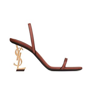 Saint Laurent Women's Opyum Slingback Sandals In Vegetable-Tanned Leather Henna