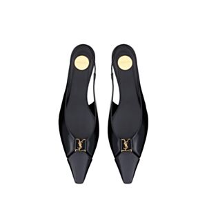 Saint Laurent Babylone Smooth Leather Slingback Flats Black