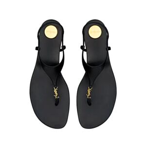 Saint Laurent Cassandra Smooth Leather Sandals Black