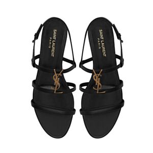 Saint Laurent Women's Cassandra Sandals In Smooth Leather Black