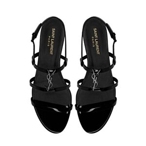 Saint Laurent Women's Cassandra Sandals In Patent Leather Black