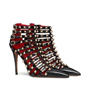Valentino Women's Rockstud Alcove Patent-Leather Boot 100 MM Black