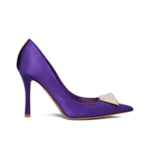 Valentino Women's One Stud Satin Pump With Stud And Crystals 100MM Purple
