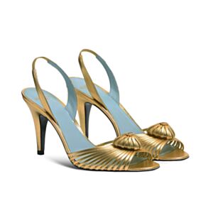 Valentino Women's Garavani Coeur Royal Sandal In Laminated Nappa Leather 85MM Golden