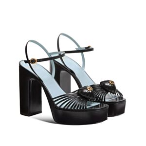 Valentino Women's Garavani Coeur Royal Platform Sandal In Kidskin 115MM Black