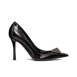 Valentino Women's One Stud Patent Leather Pump 100 MM Black