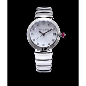 Bvlgari Lvcea 18ct pink-gold,stainless steel and diamond watch White