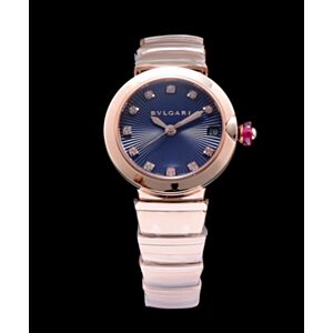 Bulgari golden stainless steel and diamond watch Blue