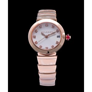Bulgari golden stainless steel and diamond watch White