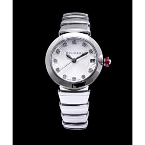Bvlgari stainless steel and diamond watch White