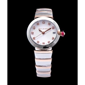 Bvlgari Lvcea 18ct pink-gold,stainless steel and diamond watch White