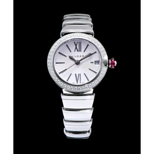 Bvlgari Lvcea Sliver tone Case With Diamonds Automatic Watch White