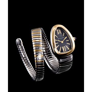 Bvlgari Serpenti 18ct pink-gold and stainless steel watch Black