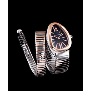 Bvlgari 18ct pink-gold and stainless steel watch Black