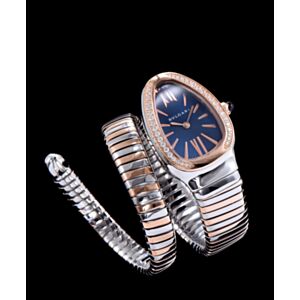 Bvlgari 18-carat pink-gold and steel watch Blue