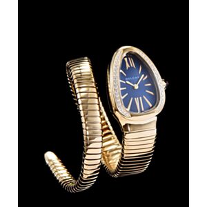Bvlgari 18ct gold and diamond watch Blue