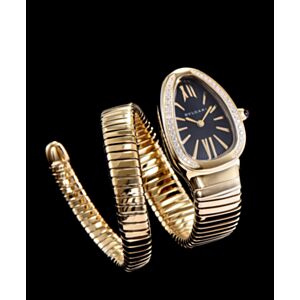 Bvlgari 18ct gold and diamond watch Black