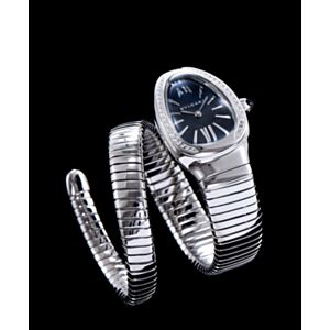 Bulgari sliver tone stainless steel and diamond watch Black