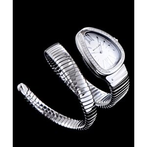 Bulgari sliver tone stainless steel and diamond watch White