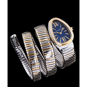 Bvlgari 18ct pink-gold, stainless steel and diamond watch Blue