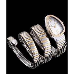 Bvlgari 18ct pink-gold, stainless steel and diamond watch White
