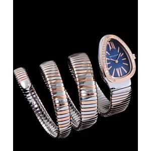 Bvlgari 35mm two tone stainless steel diamond watch Blue
