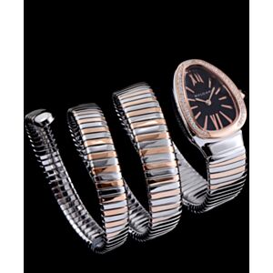 Bvlgari 35mm two tone stainless steel diamond watch Black