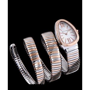Bvlgari 35mm two tone stainless steel diamond watch White