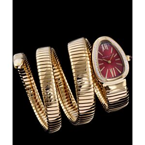 Bvlgari 35mm 18K Pink Gold Serpenti Tubogas Diamond Watch Henna
