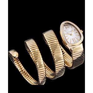 Bvlgari 35mm 18K Pink Gold Serpenti Tubogas Diamond Watch White
