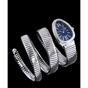 Bvlgari Sliver tone Stainless Steel Diamond Watch Blue