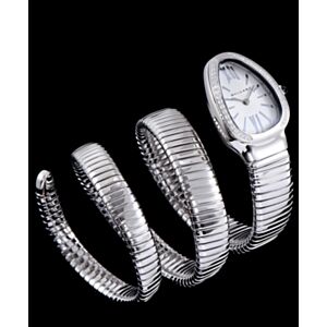 Bvlgari Sliver tone Stainless Steel Diamond Watch White