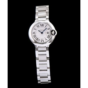 Cartier Ballon Bleu Silver Dial Stainless Steel Ladies Watch White