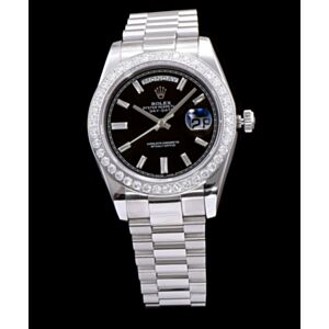 Rolex Stainless Steel President Watch With Diamond Black