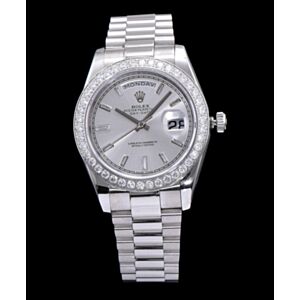 Rolex Stainless Steel President Watch With Diamond White